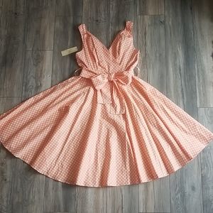 Grace Karin Peach polka-dot Tea Dress, Size XL